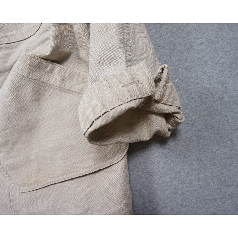 Vintage LL Bean Jacket Mens Small Beige Chore Coat Lined Outdoors H147 - Picture 4 of 16